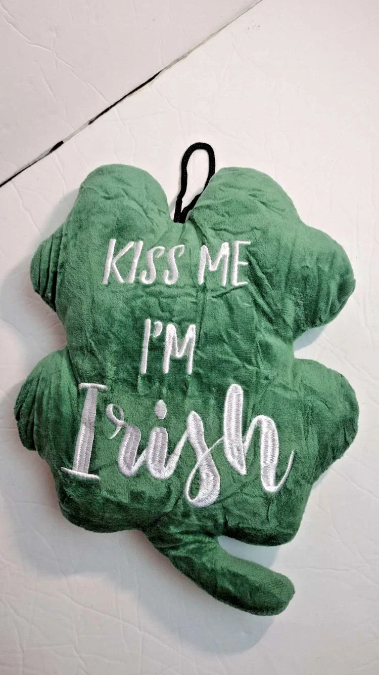Kiss Me I'm Irish clover shaped soft pillow decor Soft Decorative Throw Pillow